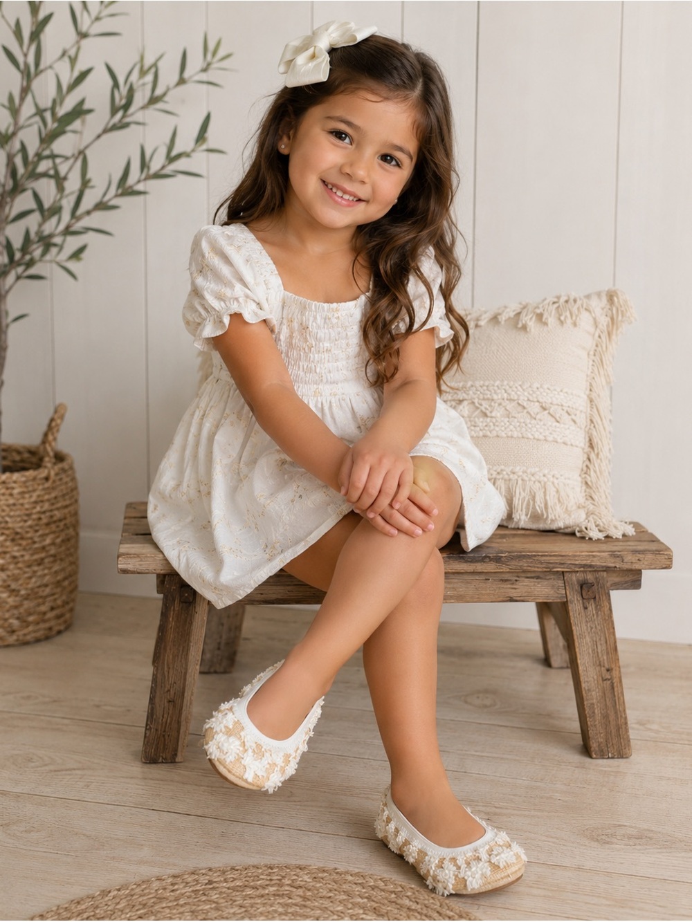 New Yosi Samra Toddler Girls Samara Raffia Fringe Foldable Ballet Flats - Sz 7C